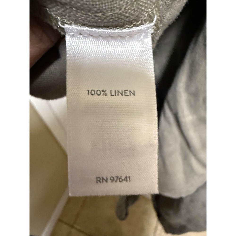 Pure J.‎ Jill Linen Cropped Pants Elastic Waist Olive Gray Womens L Relaxed Fit - Picture 6 of 7